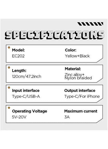 كابل شحن سريع 65 واط 4 في 1