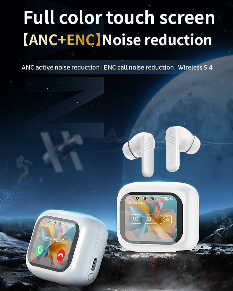 سماعات أذن تعمل باللمس - سماعات أذن لاسلكية بتقنية بلوتوث 5.4 لعزل الضوضاء 